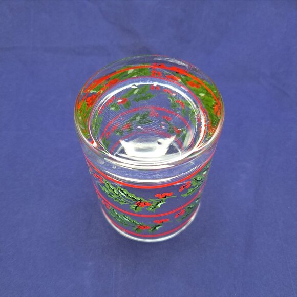 Christmas Holly Berry Old Fashioned Rocks Whisky Glass With Red Stripes - Picture 11 of 11